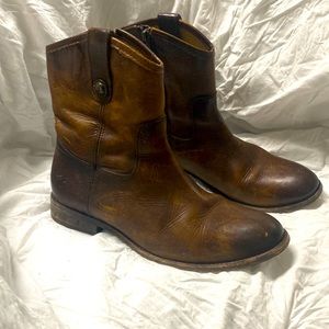 Women’s Frye Boots Side Zip Brown Size 8 1/2